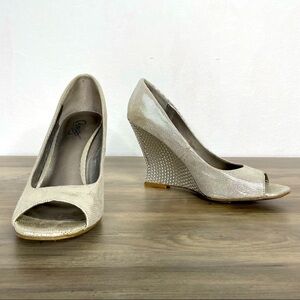 CARLOS by Carlos Santana Silver Chrome 3D Wedge Heels